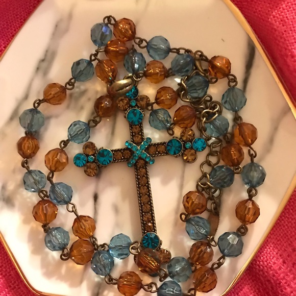 Jewelry - Cross and crystal beaded necklace Jewelry - Cross and crystal beaded necklace